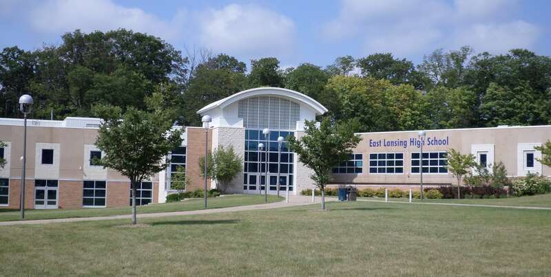East Lansing High School, located at 509 Burcham Dr, East Lansing, MI
