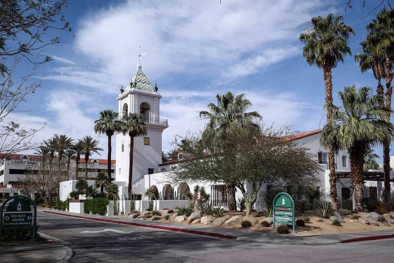 A view of the El Mirador Hotel tower replica in Palm Springs, California, now part of the Desert Regional Medical Center