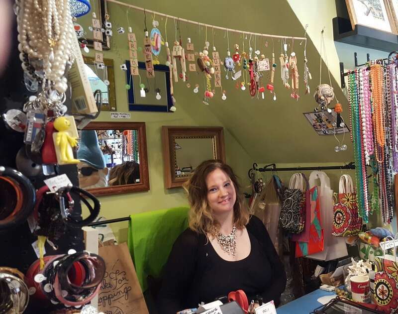The Capital District Tourism Gnome visits with Elissa Halloran of Elissa Halloran Designs on Lark Street in Albany, New York.