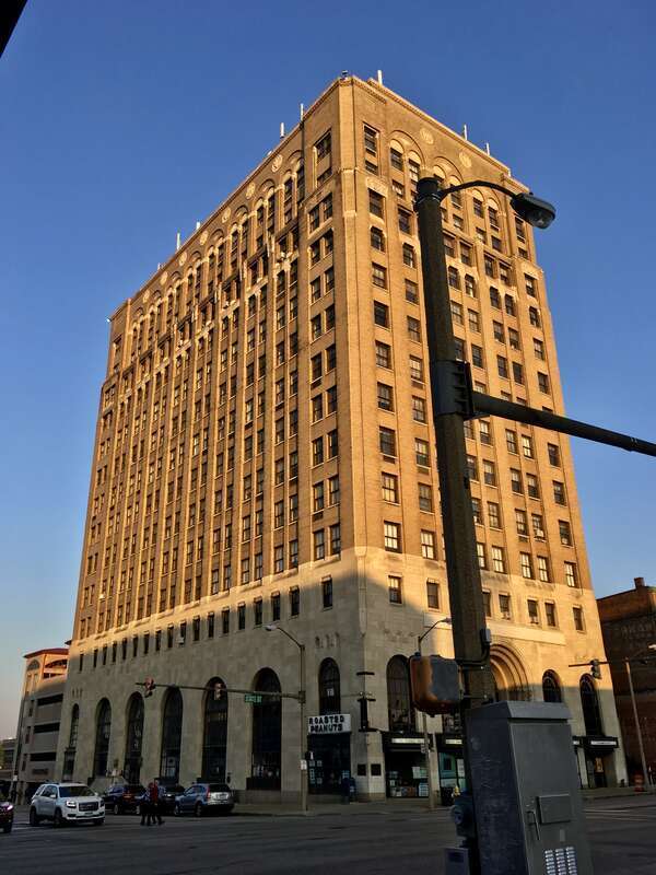 The grandeur of the Erie Trust Company Building as seen from the northwest corner of State and 10th Streets in downtown Erie, Pennsylvania.