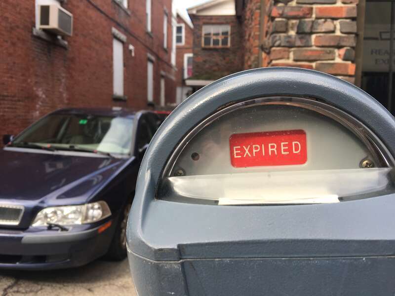 An expired parking meter in the Nashua, New Hampshire, United States