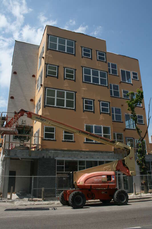 Looking down Farwell should appear to be a lot more &quot;city-like&quot; now that the massing from the Latitude Apartments completes the Kenilworth corner.
