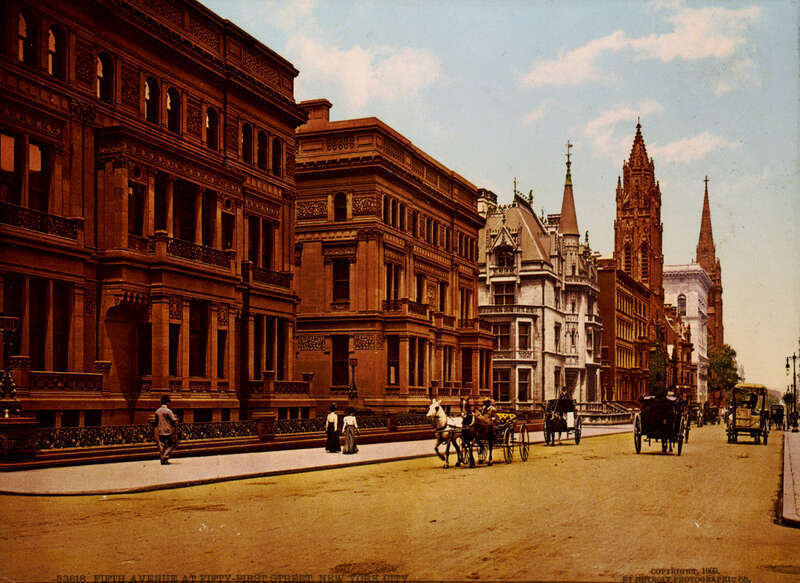 Fifth Avenue at Fifty-first Street, New York City. 1 photomechanical print : photochrom, color.