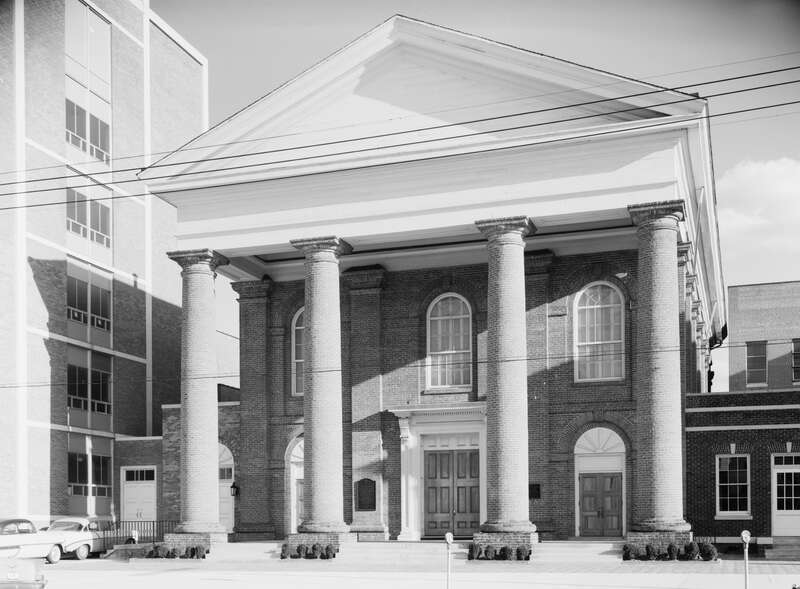 First Baptist Church, Hampton Street, Columbia, Richland County, South Carolina.  Front (north) elevation.