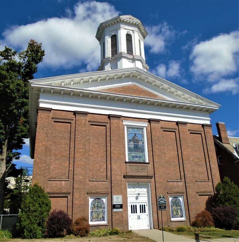 The First Baptist Church of Saratoga, located at 45 Washington Street at the corner of Railroad Place in Saratoga Springs, New York, was built in 1855 in the Gothic Revival style.  The stained glass windows, which are being restored, date from 1906.