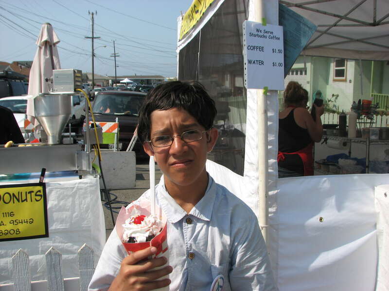Justin and his doughnut sundae