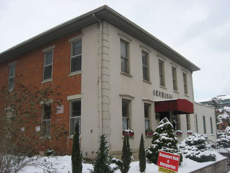 Front and southern side of the former house at 543 S. Front Street (now the Germania Singing and Sport Society, a former Turnverein organization) in Columbus, Ohio, United States.  It is part of the Schlee Brewery Historic District, a historic
