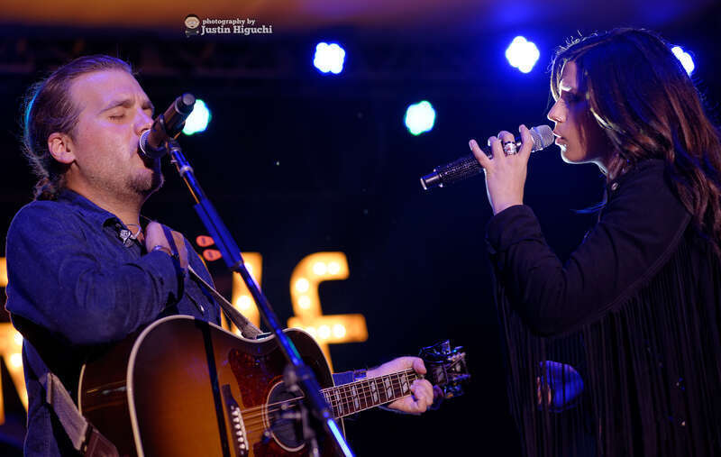 Gloriana (Tom Gossin, Mike Gossin, and Rachel Reinert) performing live at The Grove in Los Angeles California on Wednesday July 15th, 2015. This was part of The Grove's annual &quot;Grove Sounds&quot; Summer Concert Series presented by Citi Private Pass.