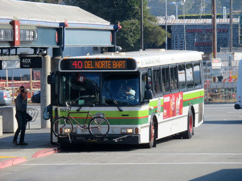 Golden Gate Transit route 40 bus at San Rafael Transit Center in August 2018