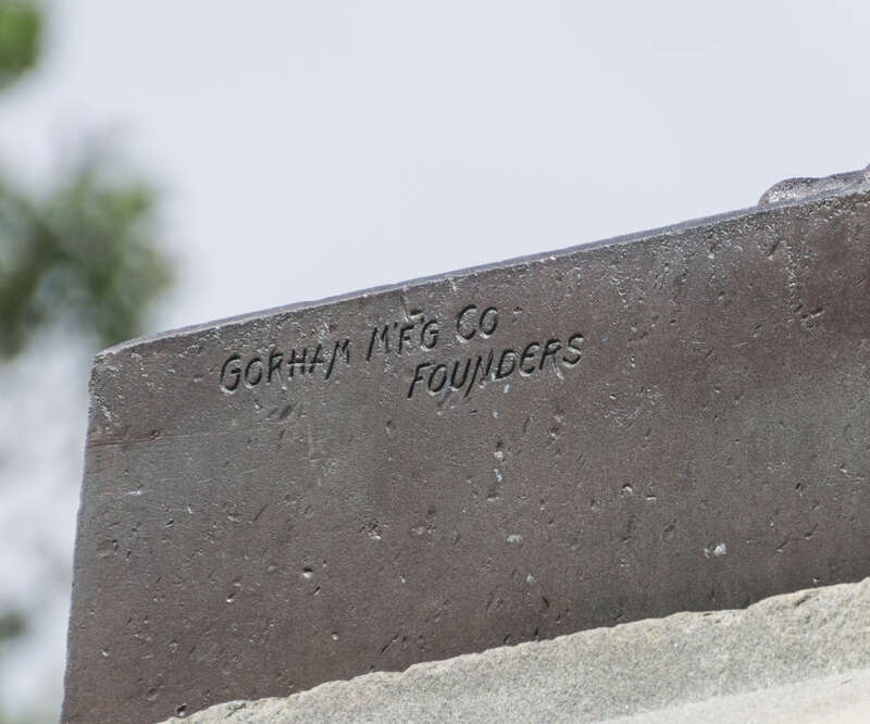 Gorham Manufacturing Company foundy mark on the statue of Ebenezer Knight Dexter, Dexter Traiing Ground, Providence RI