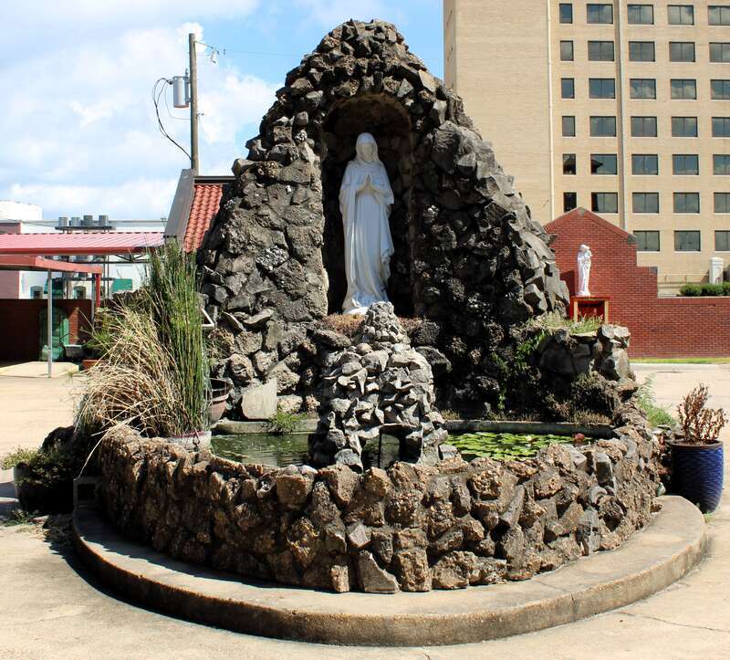 The grotto behind the Cathedral of the Immaculate Conception in Lake Charles, Louisiana.