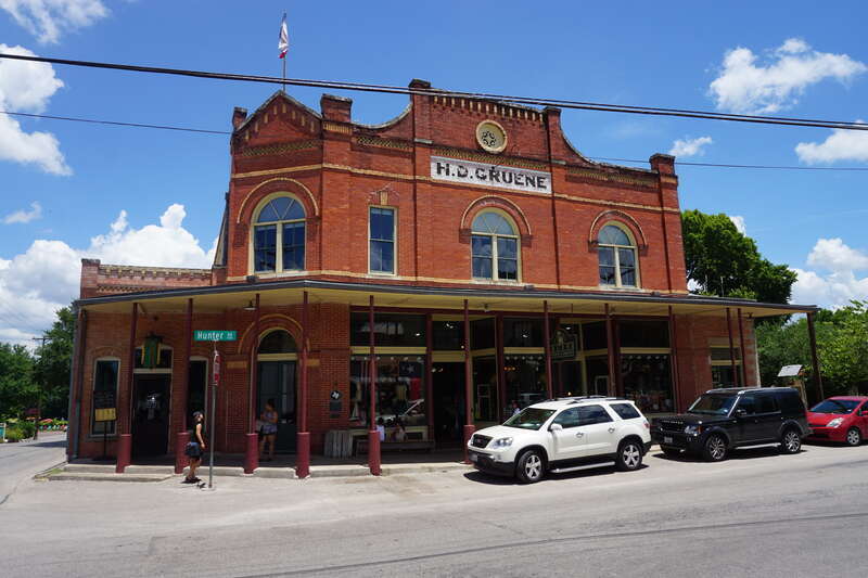 The H. D. Gruene building in the Gruene district in New Braunfels, Texas (United States).