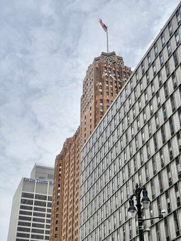 Built in 1929, this Art Deco-style skyscraper was designed by Wirt C. Rowland and Smith, Hinchman and Grylls for the Union Trust Company, and was originally known as the Union Trust Building, later being renamed the Guardian Building.  The building