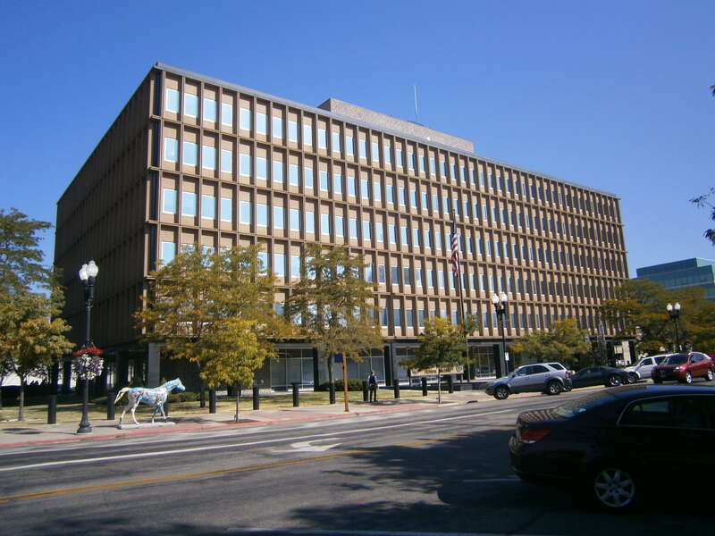 The James V. Hansen Federal Building, in Ogden, Utah, United States.