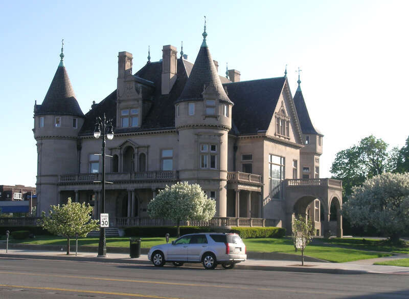 The Col. Frank J. Hecker House in Detroit, Michigan, United States, seen here from across Woodward Avenue, is listed on the US National Register of Historic Places (NRHP).