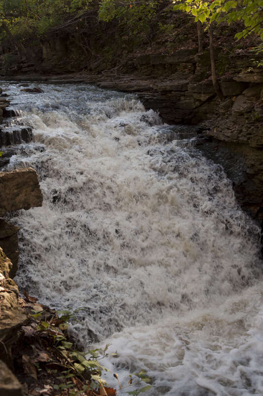 One of the Waterfalls at Indian Run Falls in Dublin, Ohio. Indian Run Falls comes from South Fork Indian Run creek before the confluence with North Fork Indian Run creek shortly it merges into the Scioto River. This is a unique place in Franklin