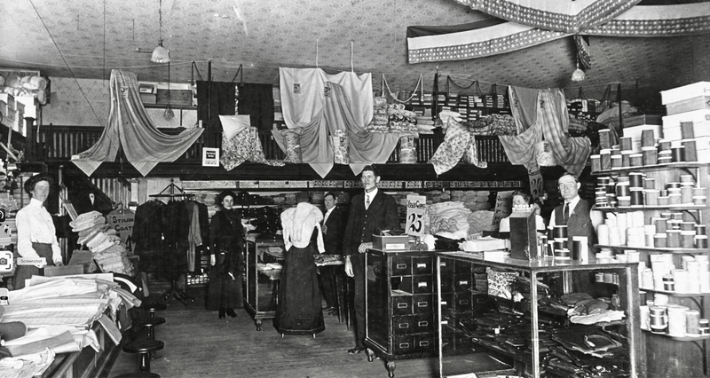 Interior of the S.Q.R. department store, Anaheim, California, 1911. Taken at the &quot;new&quot; SQR Store after it opened in 1907. The year was 1911, and even then, modern improvements were in the store.