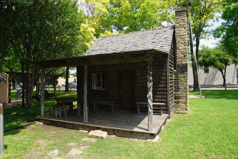 The replica of Caster Cabin at Heritage Park in Irving, Texas (United States).