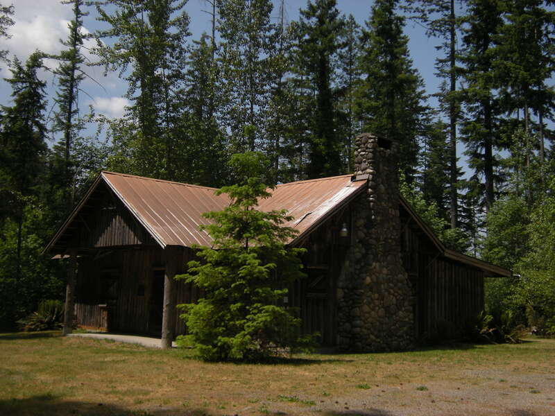 Issaquah Sportsmen's Club lodge, Issaquah, Washington. The building was built by the Works Progress Administration (WPA) in 1937. It is listed on the National Register of Historic Places and as a King County landmark.