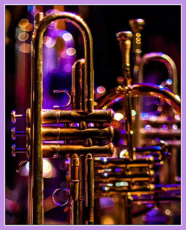 I went to hear some jazz that commemorates the centennial of Thelonious Monk at the Space Gallery in Portland, Maine.  During intermission I took a few photos of the trumpets and flugelhorns and did a little extra process with Topaz.
Monk Dreams,