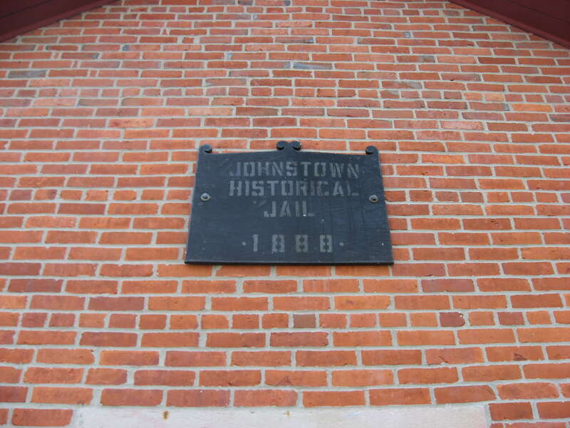 Marker over the entrance to the Johnstown Jail, located at 66 W. Pratt Street in Johnstown, Ohio, United States.  Built in 1888, it is listed on the National Register of Historic Places.