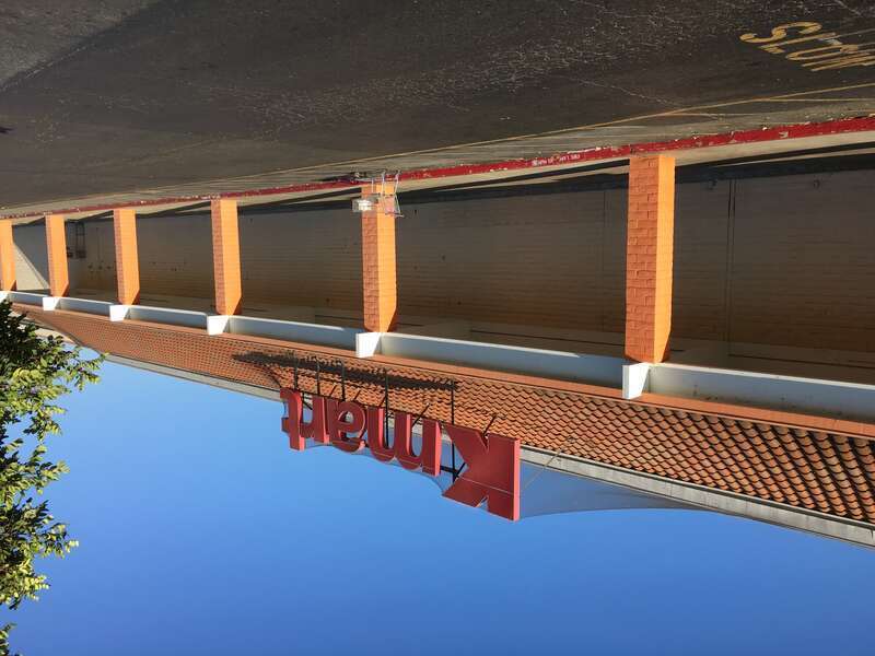 Front sign of the Kmart in Redwood City, CA.