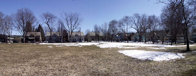 Lakeside Development Historic District, Burlington, Vermont. Arranged around a central park, roughly two dozen duplexes, identical when they were built as employee housing for a nearby factory.