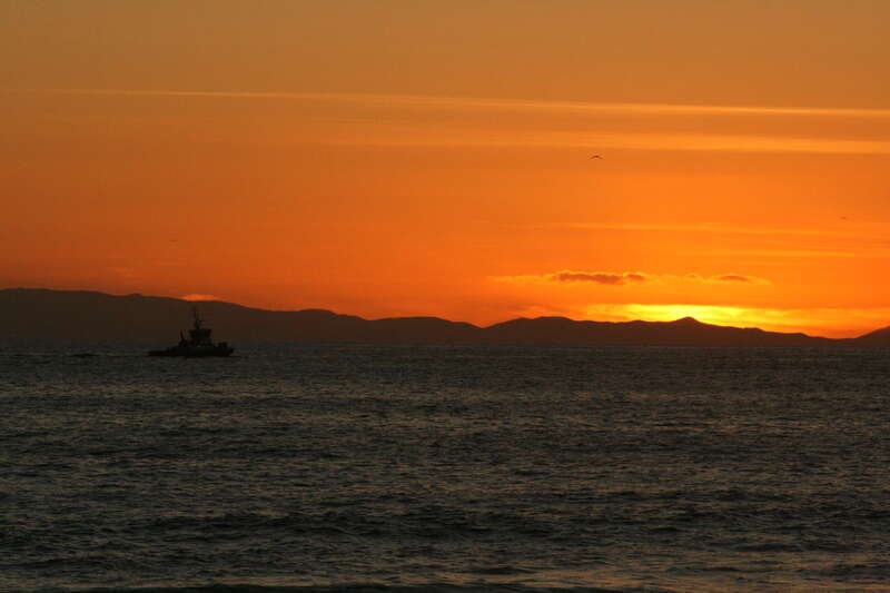 Lone Tug Boat at Sunset, Balboa Peninsula, February 2011