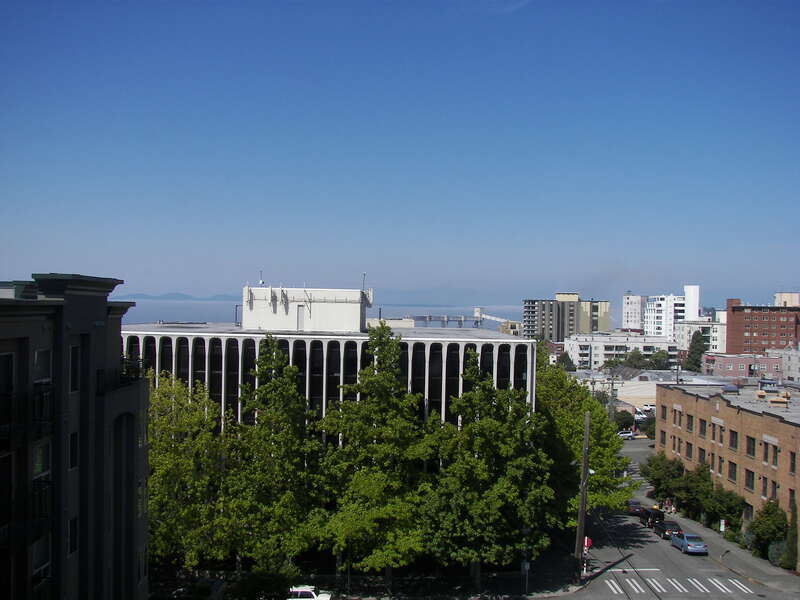 View of the Lower Queen Anne neighborhood of Seattle taken from the Mediterranean Inn at Queen Anne Ave. N and W Republican St.