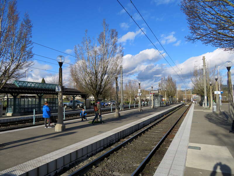 MAX platforms at Beaverton Transit Center in February 2018