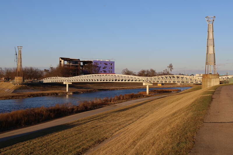 Pedestrian bridge over the Mad River in Dayton, Ohio in 2023