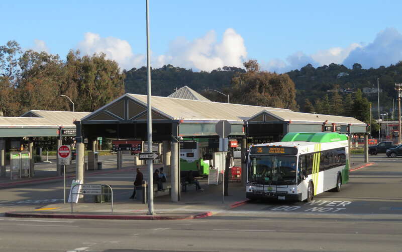 Marin Transit route 35 bus at the San Rafael Transit Center in April 2018