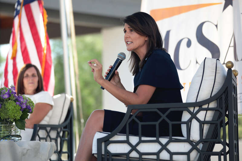 U.S. Senator Martha McSally and former United Nations Ambassador Nikki Haley speaking with supporters at a campaign event for U.S. Senator Martha McSally at a home in Scottsdale, Arizona.

Please attribute to Gage Skidmore if used elsewhere.