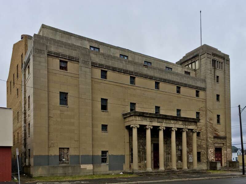 Former Masonic Temple, Main Street at Murray Street, Binghamton, New York, Thanksgiving Day 2019.