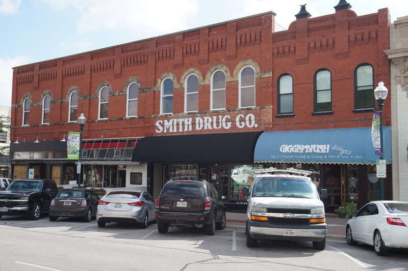 The Smith Drug Store, currently Goodies Texas, in McKinney, Texas (United States).