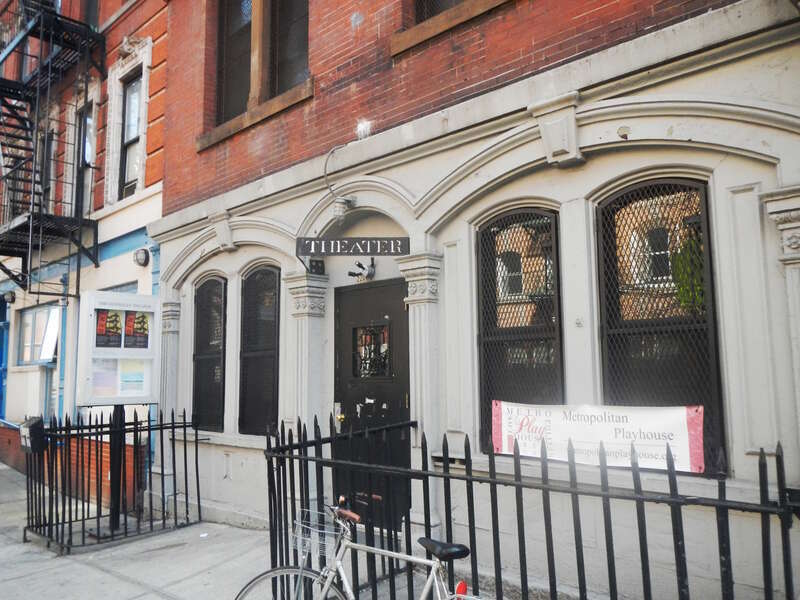 Looking south at theater on a sunny day.