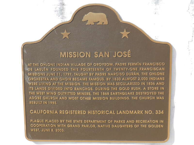 plaque, Mission San Jose, Fremont, California