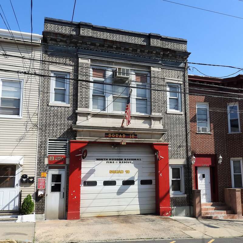 Looking east across Hudson Avenue at firehouse