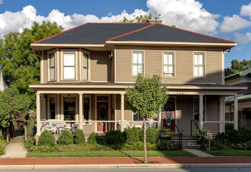 The Nafzger-Miller House located at 110 Mill St. in Gahanna, Ohio. It is now used as a community education center about Herb gardening.