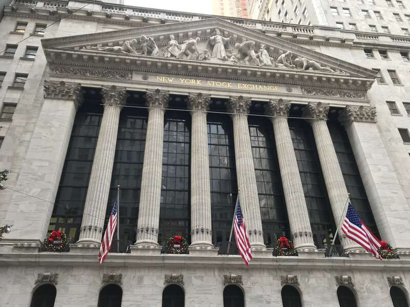 Façade of the New York Stock Exchange building.