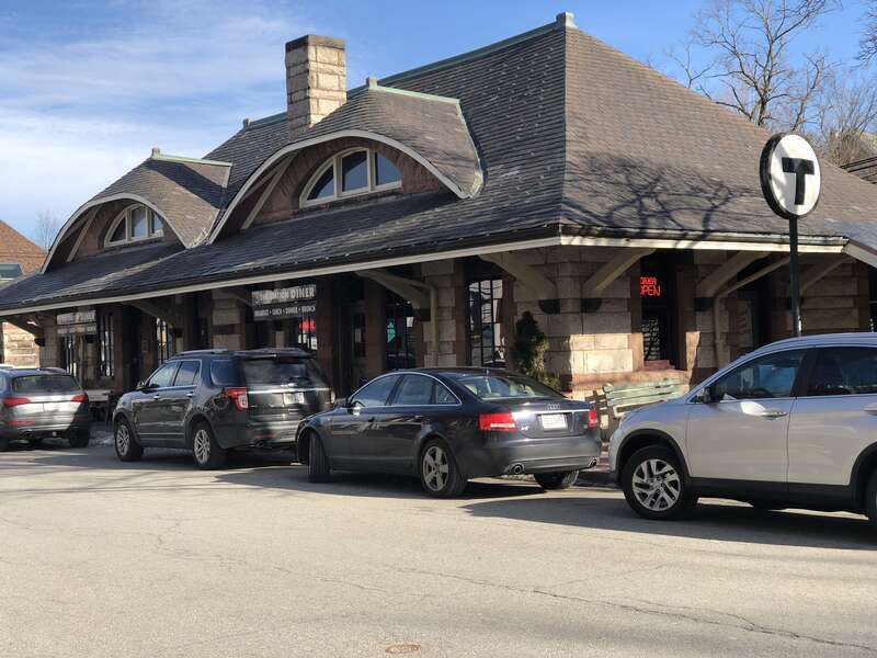 Newton Centre Station Diner from Union Street closeup