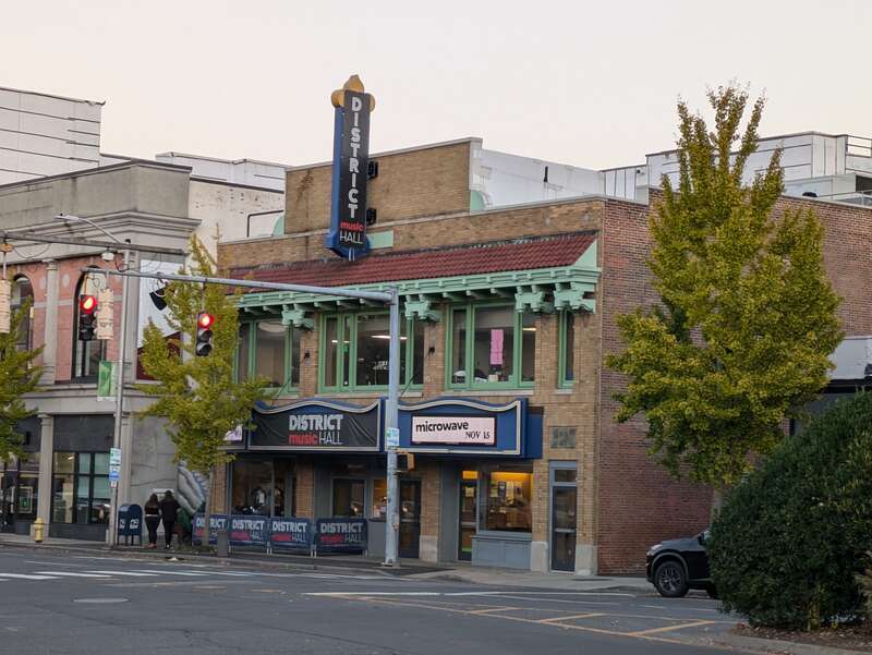 District Music Hall, Norwalk, CT taken from intersection of Belden Avenue and Wall Street.