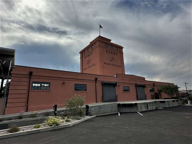Paso Robles Almond Growers Association Warehouse  Currently operating as Derby Wine Estates.  Southeast elevation.
