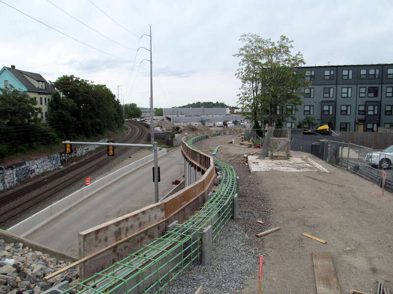 Construction of the path next to the Silver Line busway in June 2017