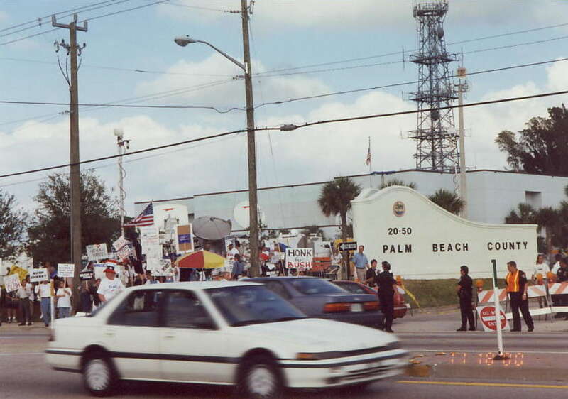 Protestors at Palm Beach County recount during 2000 election aftermath.