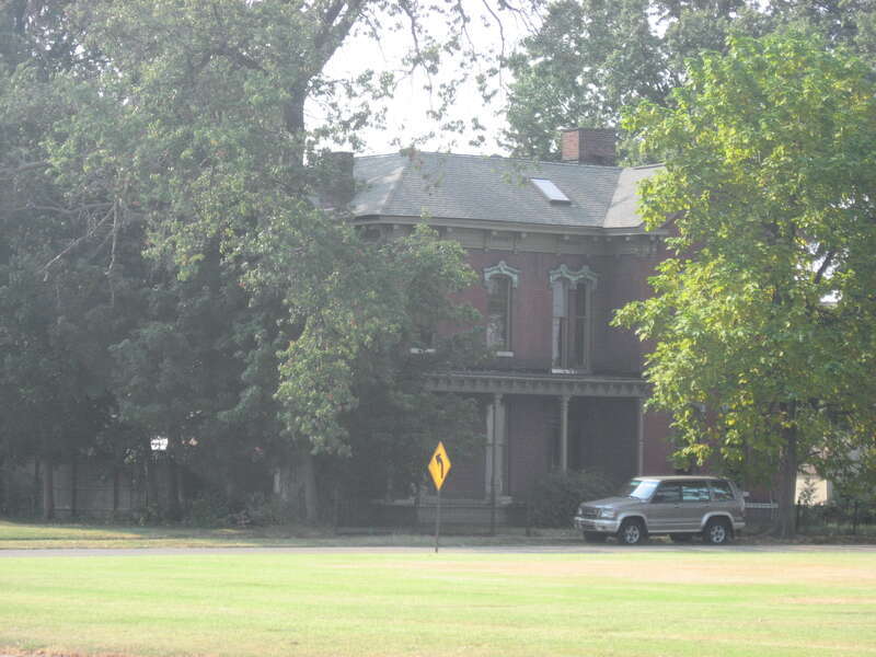 View from a distance of the front of the Peter Augustus Maier House, located at 707 S. Sixth Street in Evansville, Indiana, United States.  Built in 1873, it is listed on the National Register of Historic Places.