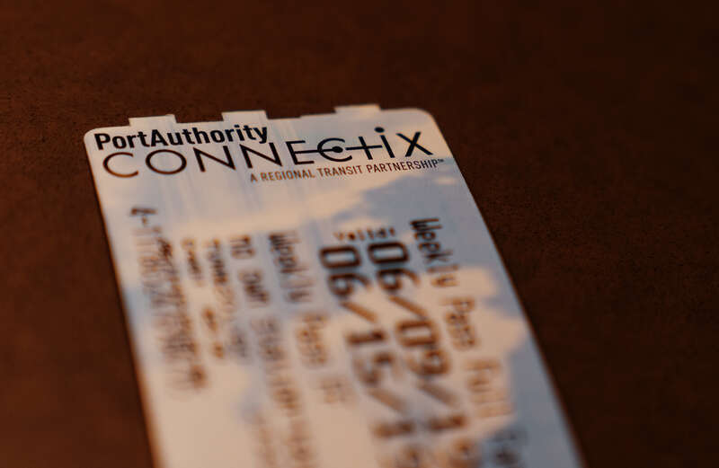 A Port Authority of Allegheny County regional transit ConnecTix weekly transit pass ticket, for use on Pittsburgh, Pennsylvania public transportation including rail and buses.