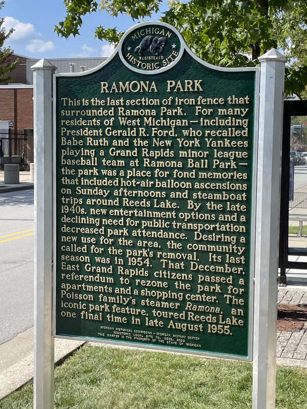 The east face of the Ramona Park Historical Marker.