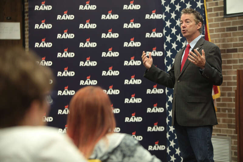 U.S. Senator Rand Paul speaking with supporters on his &quot;The Iowa 10,000 College Tour!&quot; at the UPS Auditorium at Morningside College Sioux City, Iowa.

Please attribute to Gage Skidmore if used elsewhere.