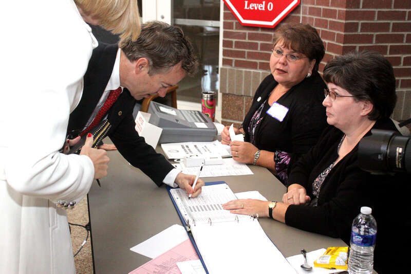 United States Senate candidate Rand Paul on election day in Bowling Green, Kentucky.
Please attribute to Gage Skidmore if used elsewhere.

Unauthorized use by any candidate or candidate's committee is strictly prohibited without approval.